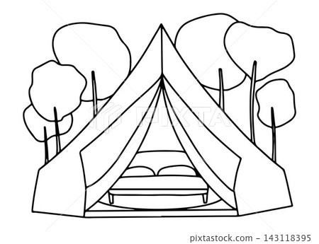 Camping Tent Vector Coloring Page 143118395