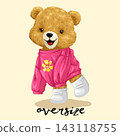 Vector illustration of cute teddy bear with oversize sweater. Original hand drawn concept 143118755