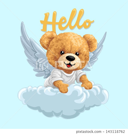 Vector illustration of cute teddy bear with angel wing on clouds Vector illustration of cute teddy bear with angel wing on clouds 143118762