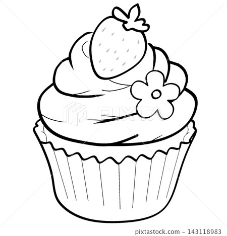 hand drawn cupcake with a sketch hand drawn cupcake with a sketch 143118983