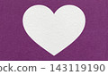 White heart on dark purple paper texture background with copy space for banner, template or greeting card 143119190