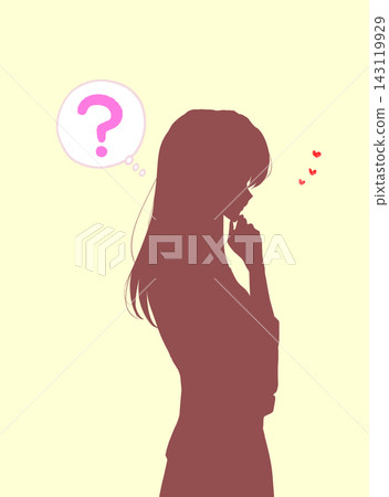 A thinking woman, love, question mark, silhouette A thinking woman, love, question mark, silhouette 143119929