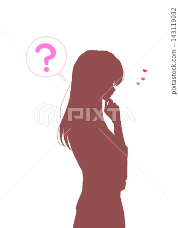 A thinking woman, love, question mark, silhouette A thinking woman, love, question mark, silhouette 143119932