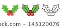 Holly Christmas Illustration Icons (3 types) (Cute, Simple, Vector) 143120076