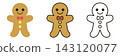 Gingerbread Man Christmas Icons (3 types) (Cute and Casual Vector) 143120077