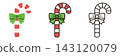 Candy Cane Christmas Illustration Icons (3 types) (Cute and Casual Vector) 143120079