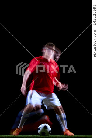 Layered football movement showing quick changes around ball Layered football movement showing quick changes around ball 143120999