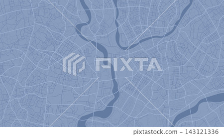 Layered overhead city layout. City map with winding rivers and light roads, detailed vector cartography background Layered overhead city layout. City map with winding rivers and light roads, detailed vector cartography background 143121336
