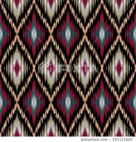 Hand-drawn Seamless Dark Plum Diamond Ikat Pattern for Luxury Upholstery Fabric Wallpaper Hand-drawn Seamless Dark Plum Diamond Ikat Pattern for Luxury Upholstery Fabric Wallpaper 143121605