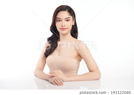 Beautiful Young transgender woman with clean fresh skin on white background, Face care, Facial treatment, Cosmetology, beauty and spa, transgender women portrait. Beautiful Young transgender woman with clean fresh skin on white background, Face care, Facial treatment, Cosmetology, beauty and spa, transgender women portrait. 143122080