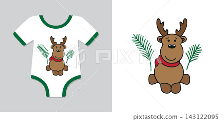 cute baby bodysuit with christmas deer design isolated vector illustration cute baby bodysuit with christmas deer design isolated vector illustration 143122095