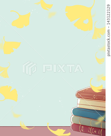 桌上放著一本西式書;銀杏樹的輪廓。 桌上放著一本西式書;銀杏樹的輪廓。 143122129