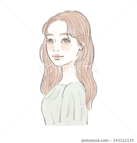 一幅水彩風格的插畫中,一位面容自然的女子側身凝視著觀者。 一幅水彩風格的插畫中,一位面容自然的女子側身凝視著觀者。 143122135