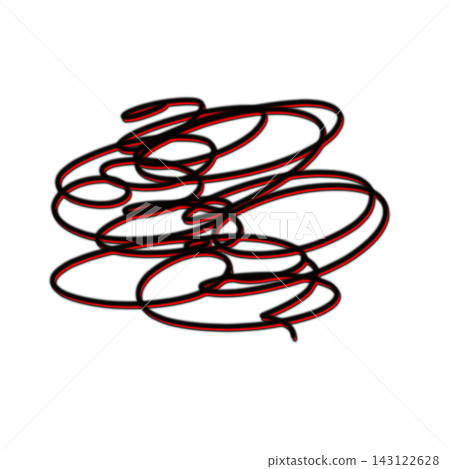 A swirling line of emotion, a tangled, horizontal red A swirling line of emotion, a tangled, horizontal red 143122628