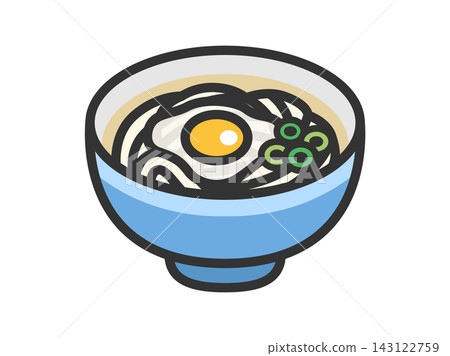 月見烏龍麵圖示插圖（彩色線條畫）。 143122759