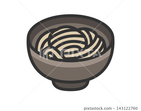 一碗蕎麥麵的插圖(線條描,彩色)。 一碗蕎麥麵的插圖(線條描,彩色)。 143122760
