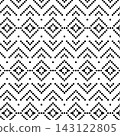 Black and white pixel art ethnic tribal geometric seamless pattern 143122805