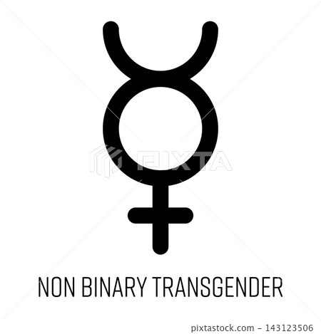 Non-binary transgender sign. Simple flat black vector icon. Non-binary transgender sign. Simple flat black vector icon. 143123506
