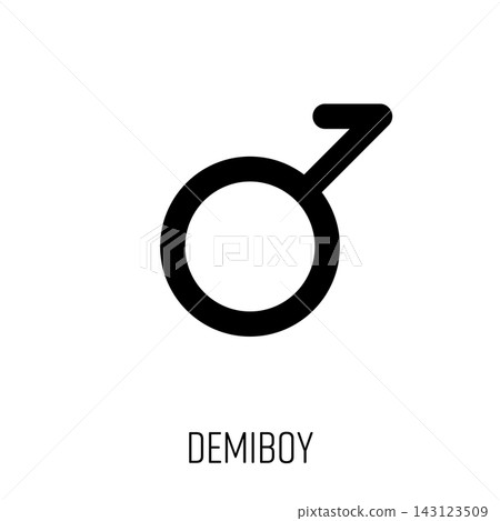 Demiboy sign - modified gender sign of demigender people. Simple flat black vector icon. Demiboy sign - modified gender sign of demigender people. Simple flat black vector icon. 143123509