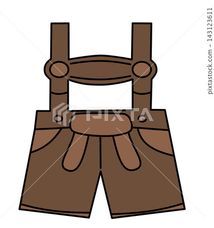 Traditional bavarian lederhosen shorts oktoberfest german folk costume outfit fashion sticker print visual graphic clipart artwork design icon element illustration Traditional bavarian lederhosen shorts oktoberfest german folk costume outfit fashion sticker print visual graphic clipart artwork design icon element illustration 143123611