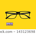 Modern eyeglass isolated on a yellow background 143123698
