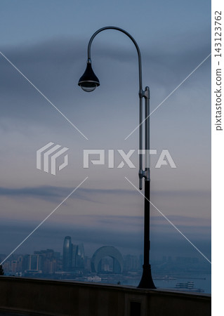Viewpoint at Highland Park offers a view of Baku with a street lamp in foreground Viewpoint at Highland Park offers a view of Baku with a street lamp in foreground 143123762
