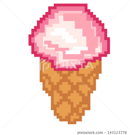 Pixel art pink strawberry ice cream cone sweet dessert retro game element sticker print visual graphic clipart artwork design icon element illustration Pixel art pink strawberry ice cream cone sweet dessert retro game element sticker print visual graphic clipart artwork design icon element illustration 143123776