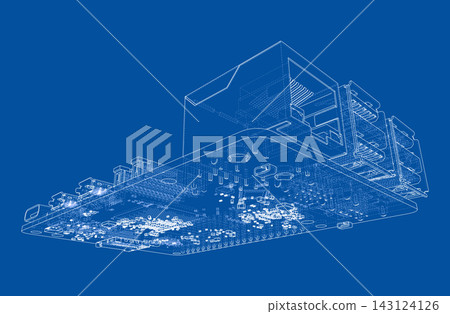 computer motherboard blueprint. Vector computer motherboard blueprint. Vector 143124126