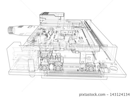 circuit board wireframe illustration. Vector circuit board wireframe illustration. Vector 143124134