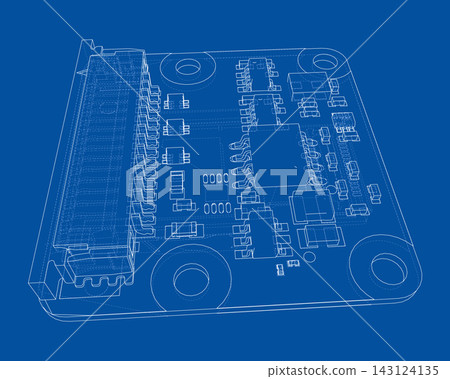 circuit board blueprint illustration. Vector circuit board blueprint illustration. Vector 143124135