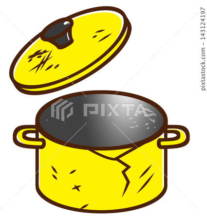 Damaged yellow pot Damaged yellow pot 143124197