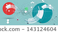 Futuristic helix structure, DNA strands, connected neural web 143124604