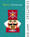 Cute Nutcracker character and "Merry Christmas" card design. 143124615