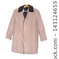 Men's beige cotton coat on a white background. 143124659