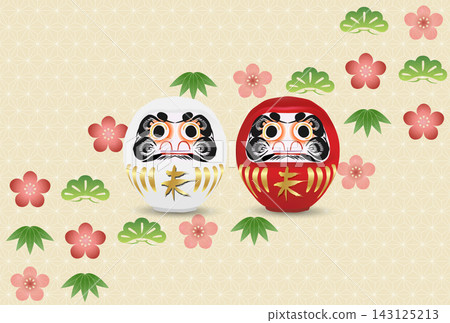 一款傳統的日本達摩不倒翁造型,飾以梅花和松針。 一款傳統的日本達摩不倒翁造型,飾以梅花和松針。 143125213
