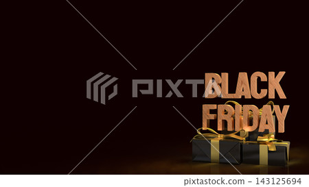 Black Friday Shopping Event with Golden Gift Boxes 3d render. Black Friday Shopping Event with Golden Gift Boxes 3d render. 143125694