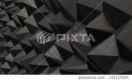 Dark Geometric Polygon Wall Background  3d render. 143125695