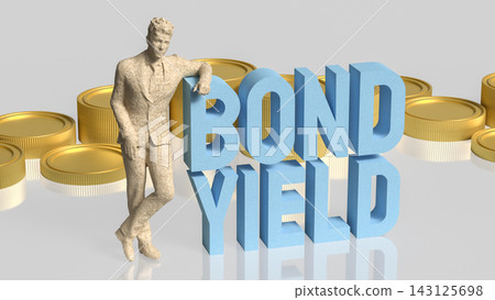 Business Investor Standing Beside Bond Yield and Gold Coins 3d render. 143125698