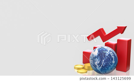 Global Economic Growth with a Rising Financial Chart 3d render. Global Economic Growth with a Rising Financial Chart 3d render. 143125699