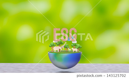 ESG Wildlife and Green Planet Sustainability Illustration 3d render. ESG Wildlife and Green Planet Sustainability Illustration 3d render. 143125702