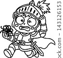 An illustration of a young hero character who is in trouble and panicking, with a bewildered and confused expression. 143126153
