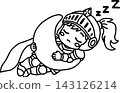 A cute hero character sleeping soundly. 143126214