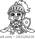 A cute hero character making a request, putting their hands together in prayer. 143126216