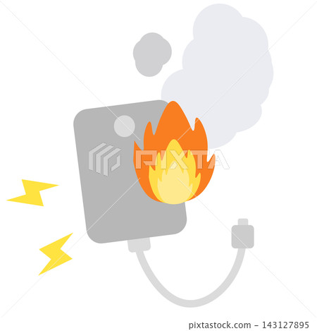 一顆起火的手機電池處於危險狀態。 一顆起火的手機電池處於危險狀態。 143127895