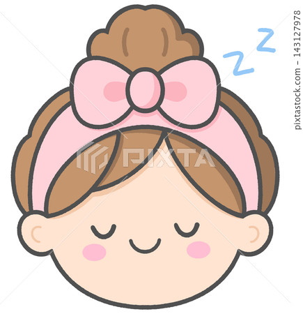 Cute Sleeping Girl Character with Bow Spa Headband 143127978