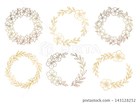 Gold hibiscus floral wreath set Gold hibiscus floral wreath set 143128252