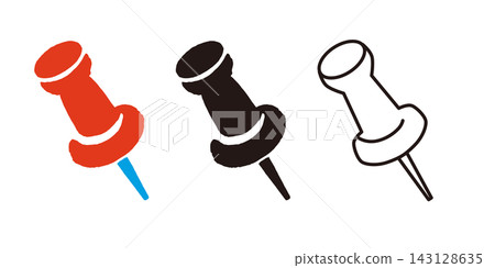 Vector illustrations of thumbtacks (push pins) - Set of 3 Vector illustrations of thumbtacks (push pins) - Set of 3 143128635