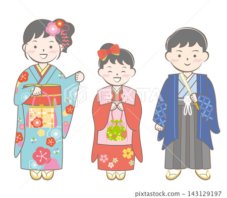Children in kimonos for Shichi-Go-San (a traditional Japanese rite of passage for children) and New Year's visit to a shrine. Children in kimonos for Shichi-Go-San (a traditional Japanese rite of passage for children) and New Year's visit to a shrine. 143129197