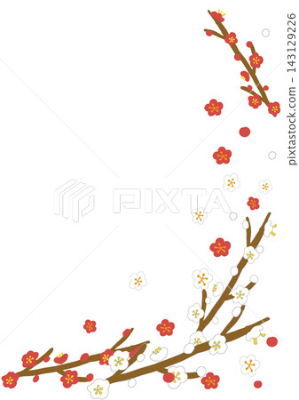 一幅風格雅緻的日式梅花插畫,沒有背景。 一幅風格雅緻的日式梅花插畫,沒有背景。 143129226