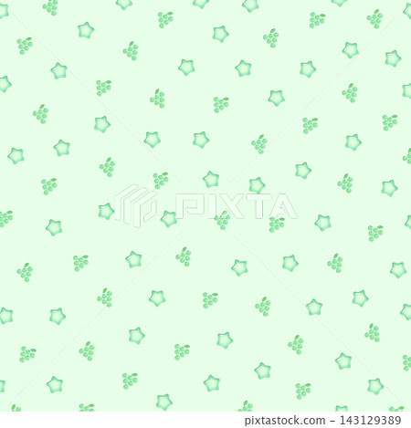 Light green background with seamless pattern of muscat grapes and stars. Light green background with seamless pattern of muscat grapes and stars. 143129389